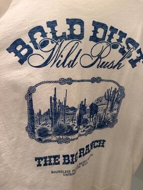 Zara White T‑Shirt with Blue Desert Graphic NWOT Never worn